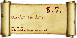 Biró Taráz névjegykártya
